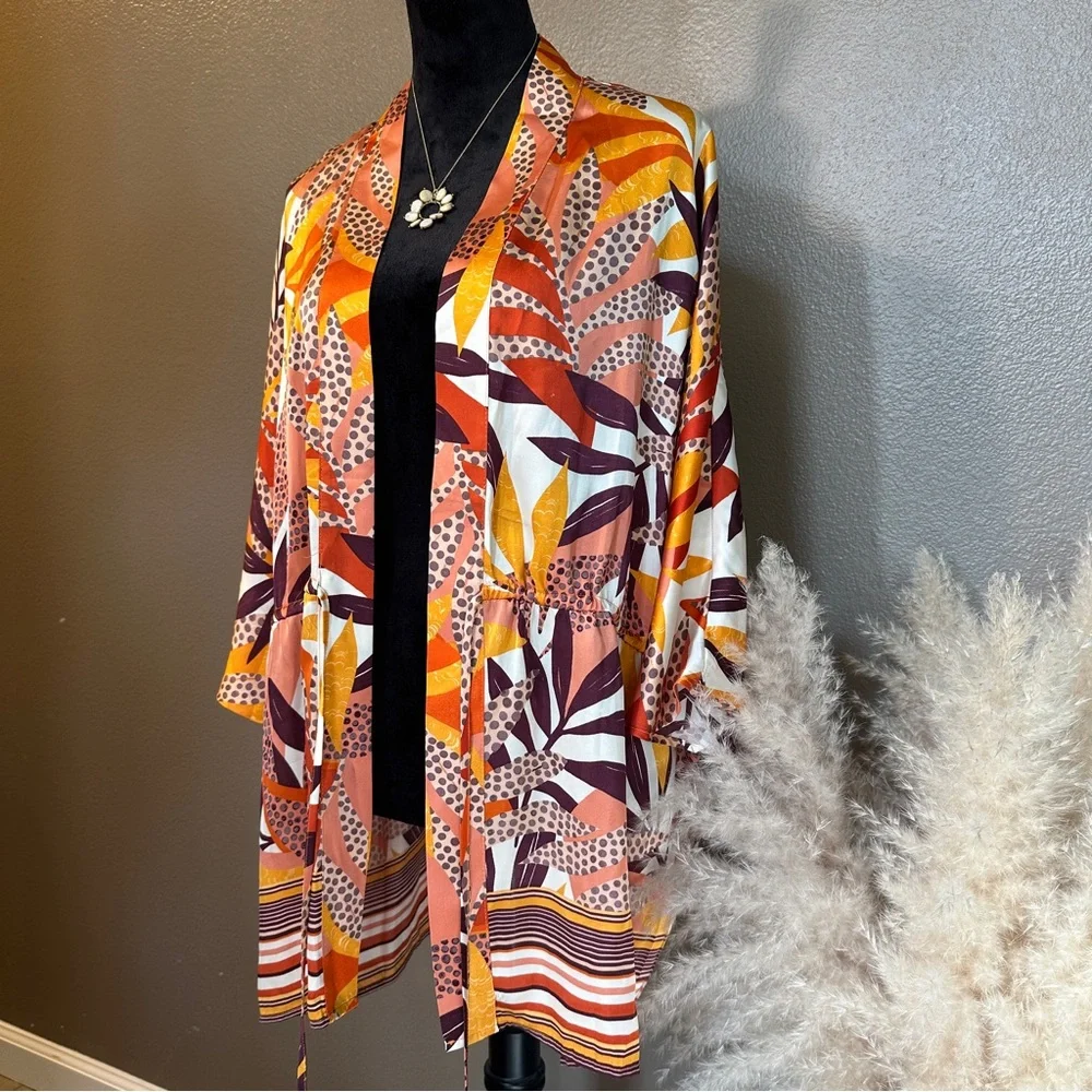 DR2 Multi-Color Abstract Floral Kimono - Picture 2 of 8